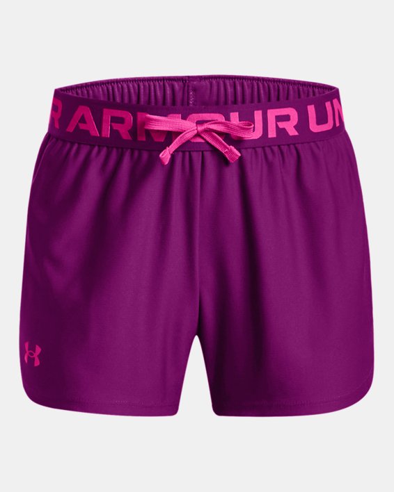 กางเกงขาสั้น UA Play Up สำหรับเด็กผู้หญิง in Purple image number 0